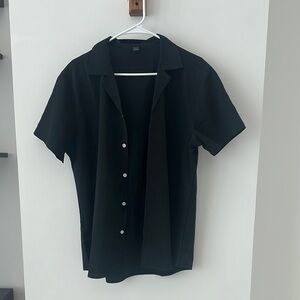 SHEIN Black Relaxed Short Sleeve Notched Collar Shirt